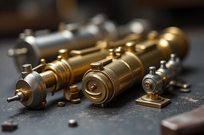 精巧に作られた古い鉄道部品のレプリカ